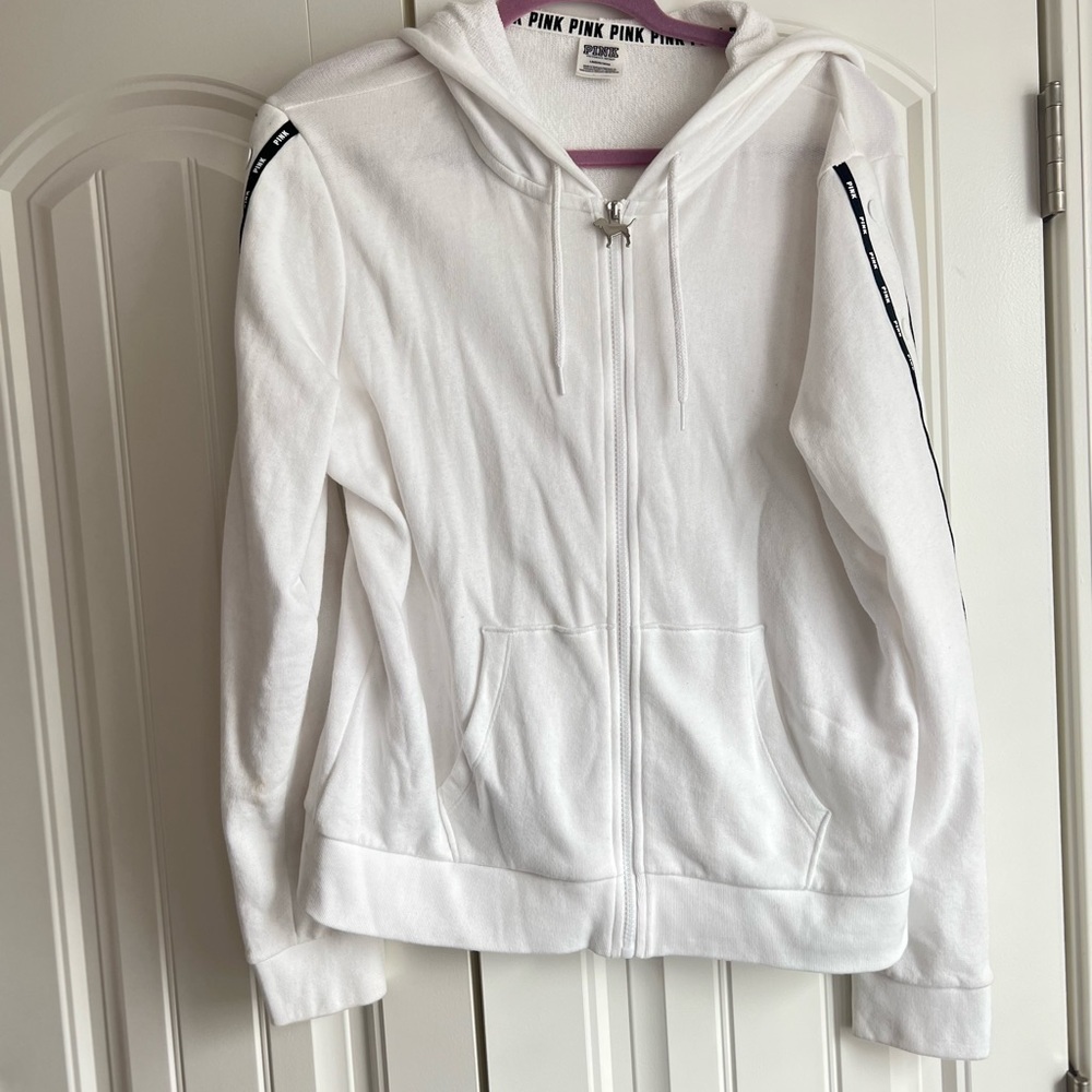 PINK Victoria’s Secret White “Tear Away” Sleeve Detail Jacket